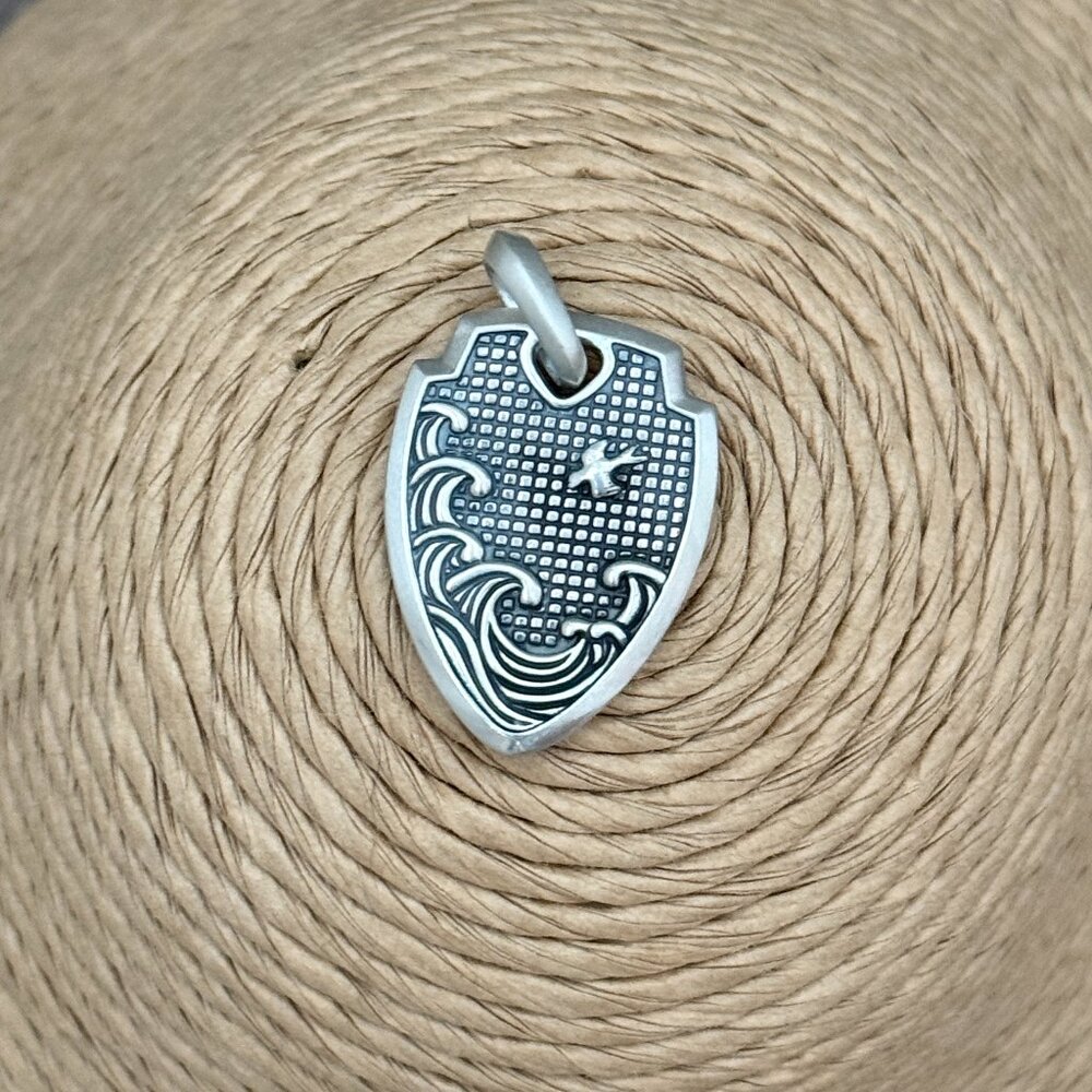 David Yurman Shield Waves Enhancer Pendant .925 Sterling Silver